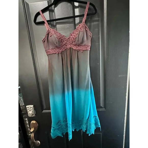 Sue Wong Floral 100% Silk Ombre Lace Slip Dress Size 2 - Picture 6 of 10